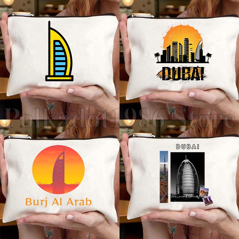 Women Bags Dubai - Сумка-косметичка из холста с изображением Бурдж-Халифа,