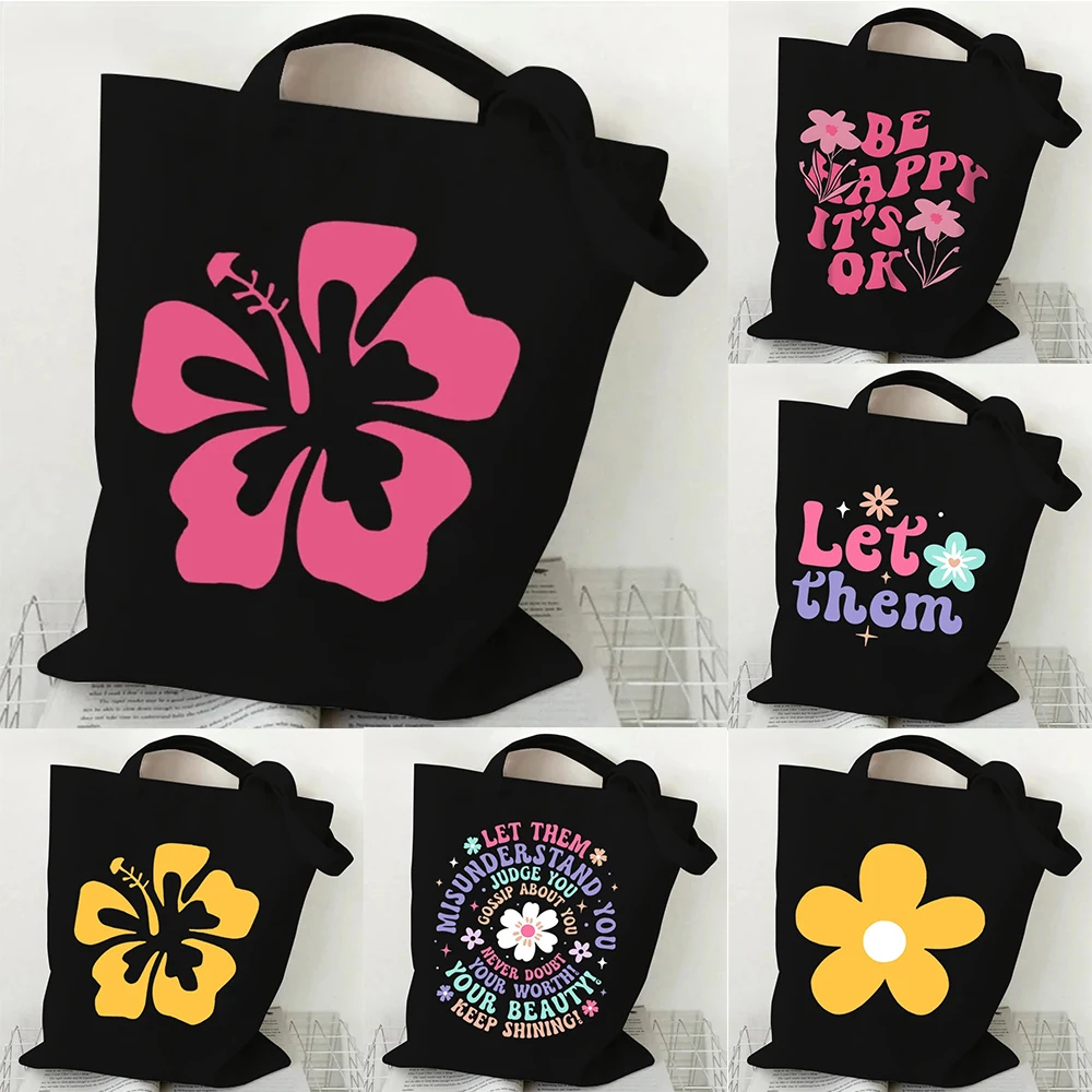 Women'S Reebok Bags - Холщовая большая сумка с цветочным узором,