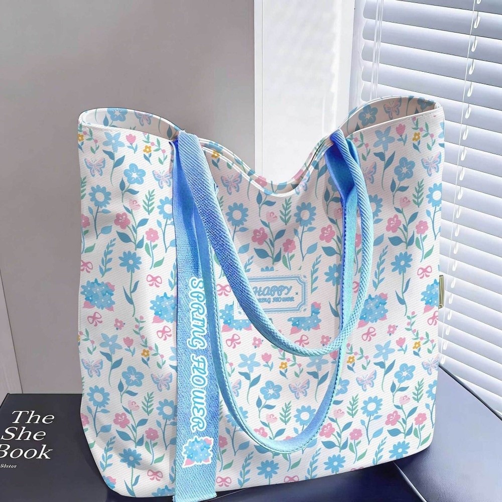 Women'S Reebok Bags - Портативная холщовая сумка-тоут с цветочным принтом,