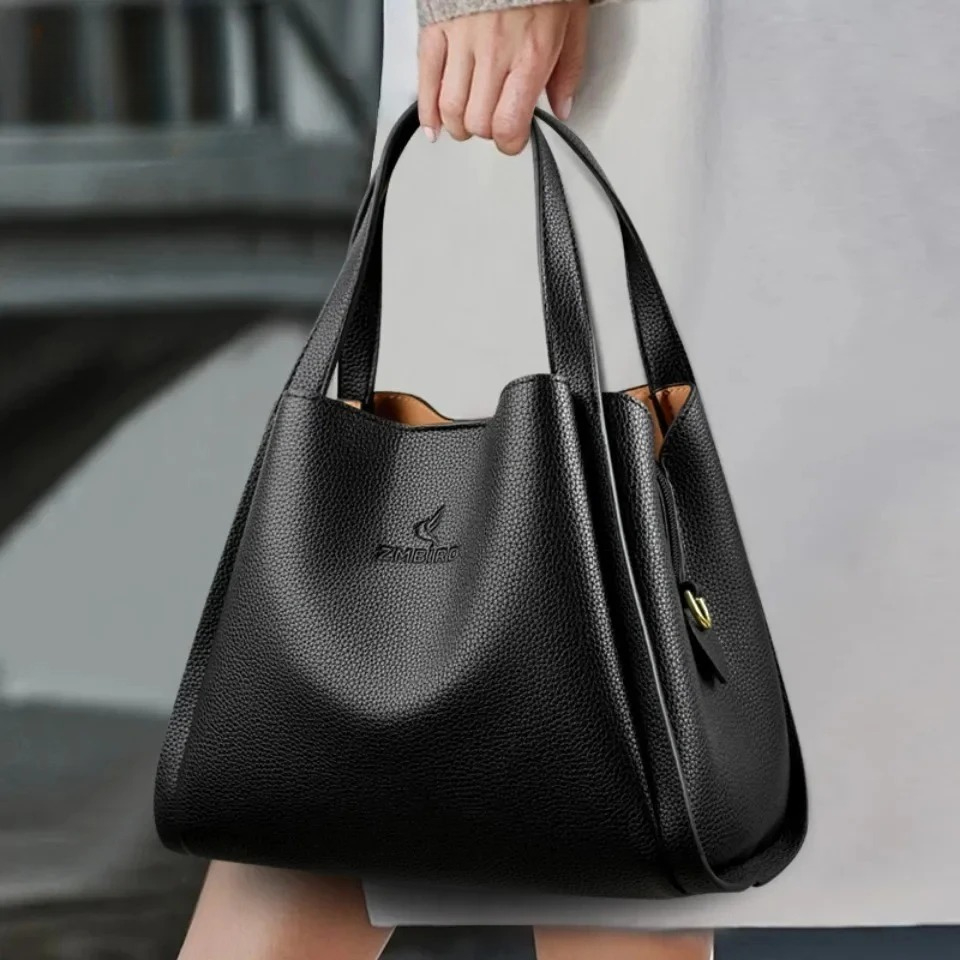 Women Bags High End Brands - Мягкая кожаная сумка-тоут большой вместимости для